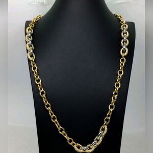 Ann Taylor Two-Tone Rhinestone Chain Necklace 30"